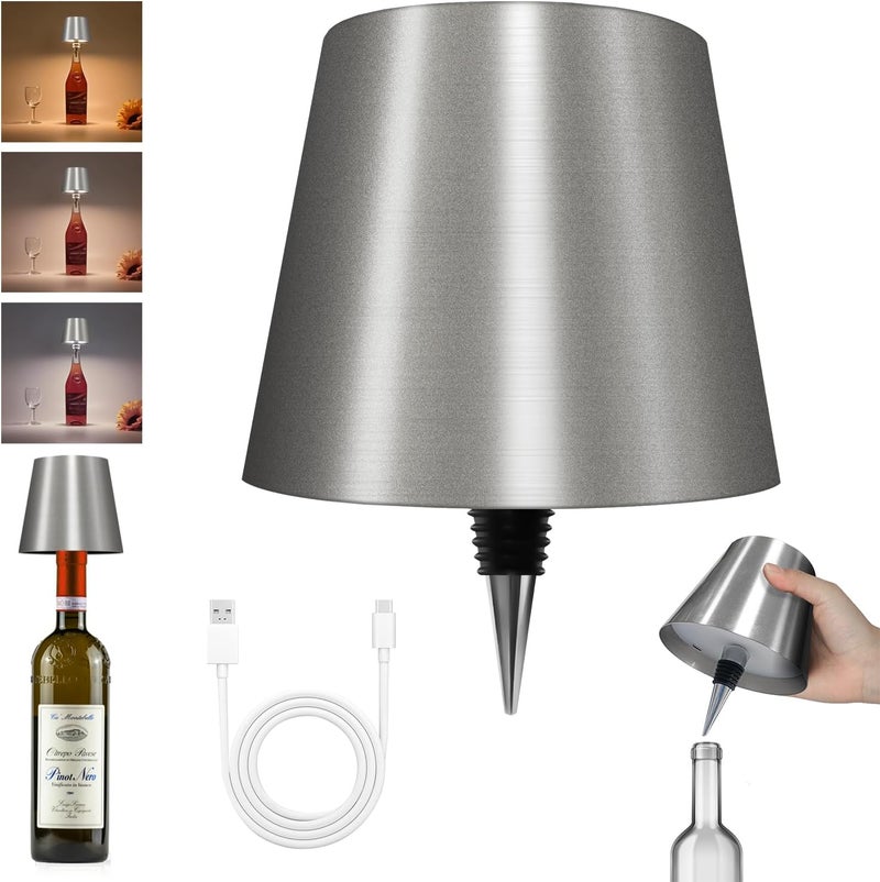 Hoide Store 2025 New Wireless Bottle Lamp - LED Bottle Lights for Liquor & Wine Bottles, Cordless Lampshade, Whiskey Bottle Top Light, Bottle Stopper Night Light Kit, Rechargeable 3-Tone Touch-Dimmable - Image 1